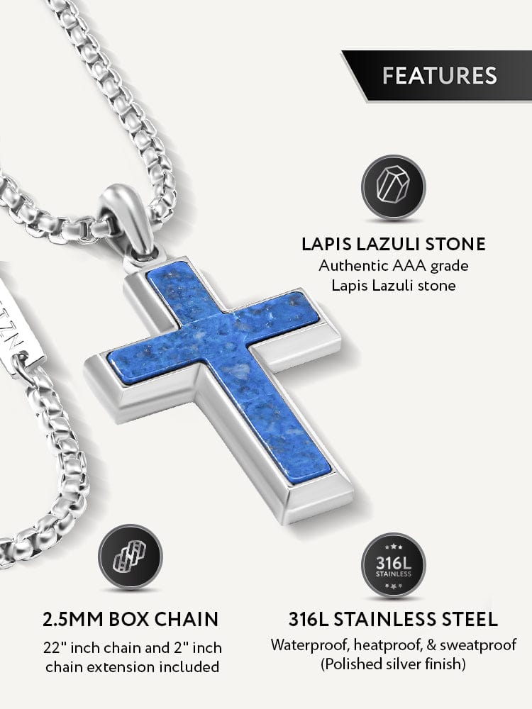 Lapis Lazuli Cross Pendant Necklace
