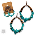 Western bead and stone chip teardrop earring - LC