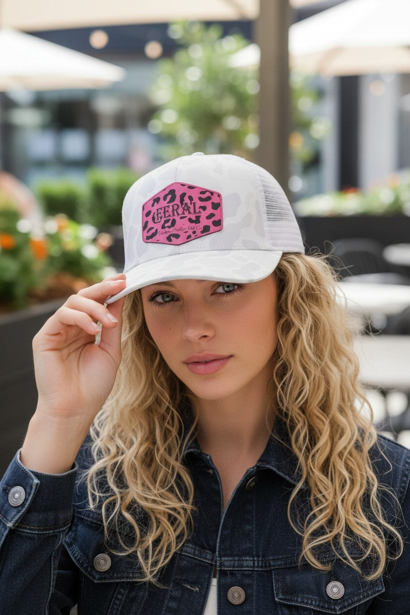 Broken Antler Hat Co- Feral Snow Camo Leopard Print Hat